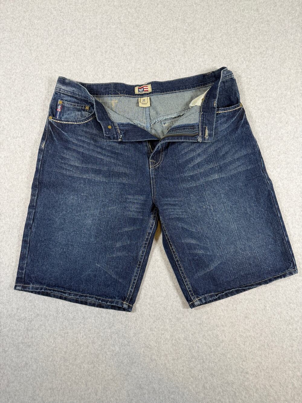 VTG Phat Farm Baggy Denim Shorts Mens 38 Dark Wash Jorts Y2K Hip Hop Streetwear